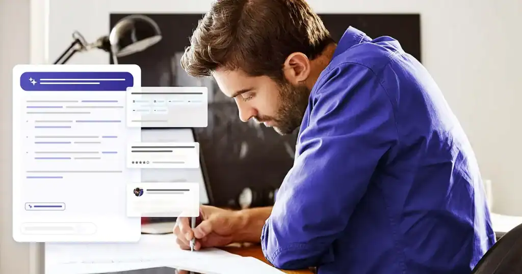 Digital marketing professional working on strategy and content creation.